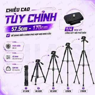 TRIPOD VUASI 360 Chân Máy Ảnh Điện Thoại Cao1m7 Hỗ Trợ CHỤP ẢNH QUAY VIDEO CHUYÊN NGHIỆP Xoay 360 Độ