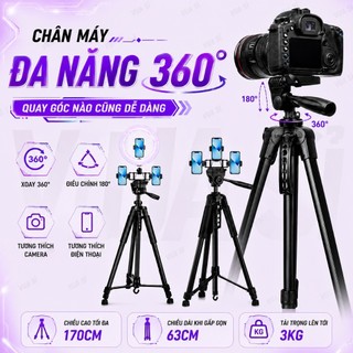 TRIPOD VUASI 360 Chân Máy Ảnh Điện Thoại Cao1m7 Hỗ Trợ CHỤP ẢNH QUAY VIDEO CHUYÊN NGHIỆP Xoay 360 Độ
