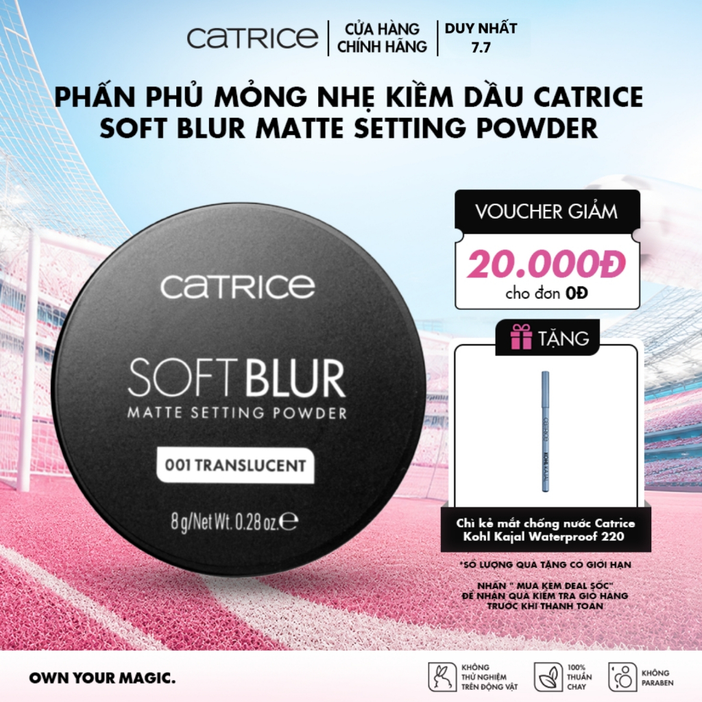 Phấn phủ mỏng nhẹ kiềm dầu Catrice Soft Blur Matte Setting Powder 8g