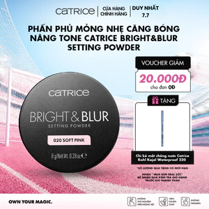 Phấn phủ mỏng nhẹ căng bóng nâng tone Catrice Bright & Blur Setting Powder 8g
