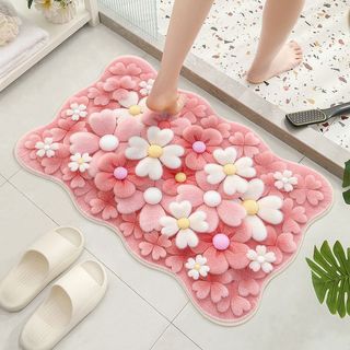 ( TẶNG QUÀ SET 10 KHẨU TRANG) Thảm Lau Chân Cao Cấp-  Dấu Chân Hồng Chống Trơn Trượt, Thấm Nước In Hình 3D 40X60cm MEILI