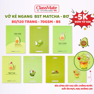 Vở Kẻ Ngang Classmate Matcha - Bơ 80/120Trang, Bìa Dày Chống Nước, Giấy Ăn Mực 70gsm Cho Học Sinh, Sinh Viên