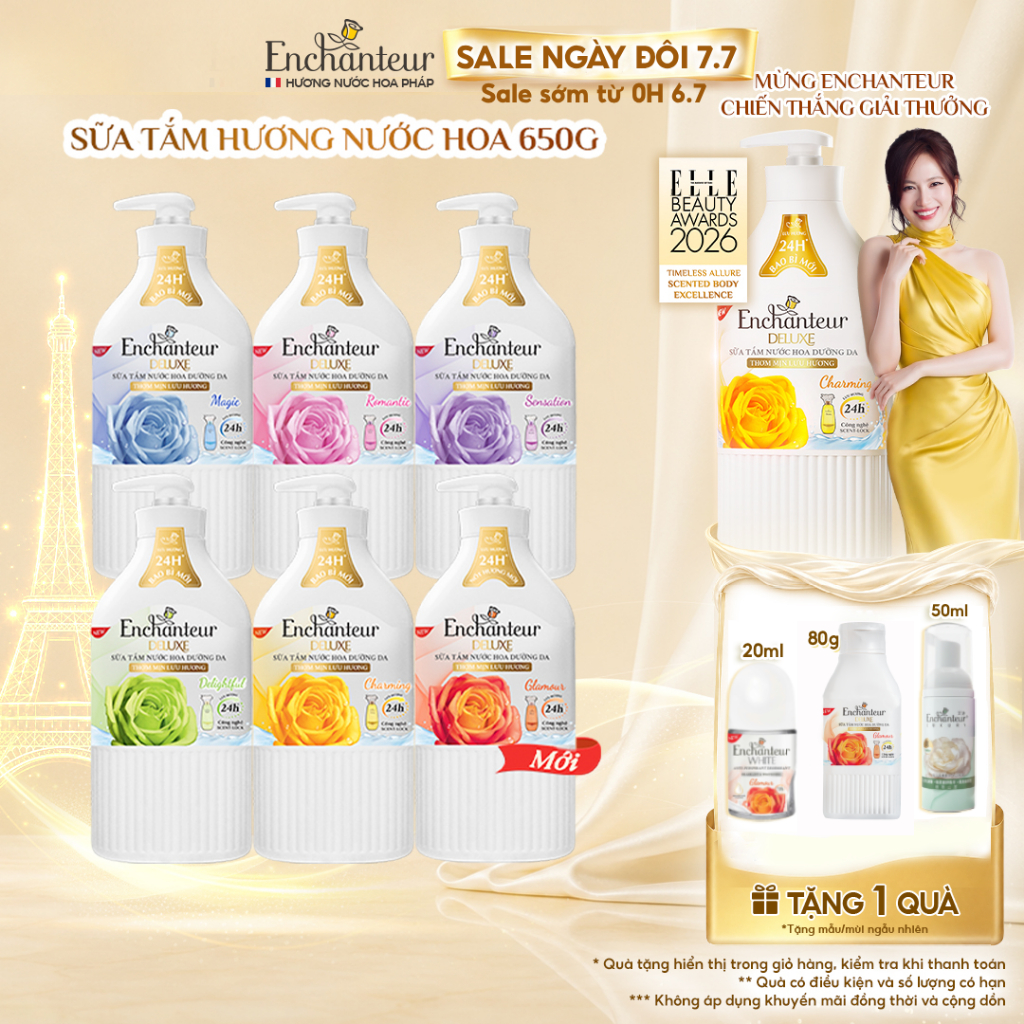 [SVIP] Sữa tắm hương nước hoa Pháp Enchanteur Deluxe 650g / 900g - Mềm mịn như lụa Lưu hương 24H