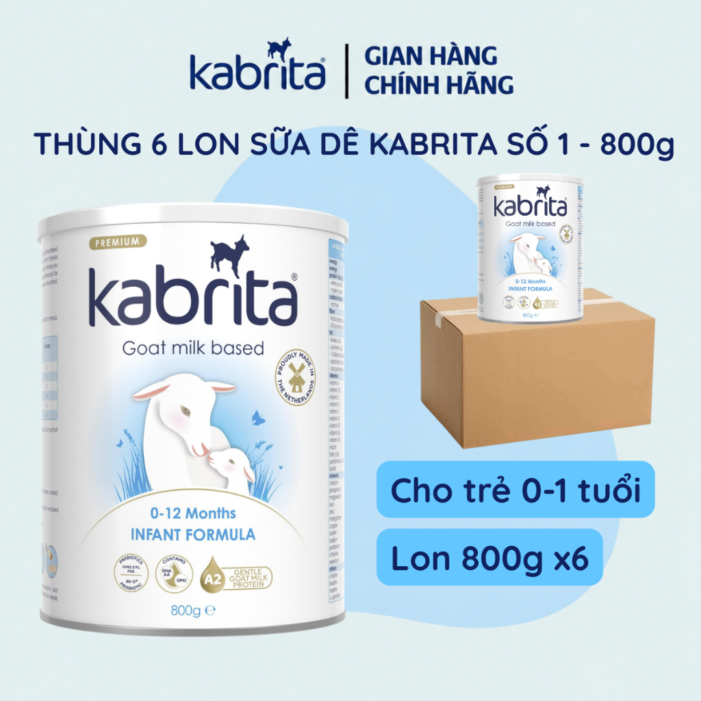 Thùng 6 lon Sữa dê Kabrita số 1 INFANT FORMULA, Lon 800g x 6, cho trẻ 0-1 tuổi, Nhập khẩu Hà Lan