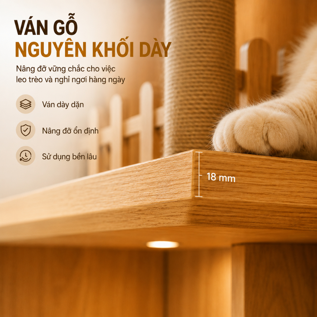 Tủ Nhà Gỗ Villa Cho Mèo 3 Tầng Sang Trọng - Không Gian Vui Chơi Đa Năng Cho Nhiều Mèo