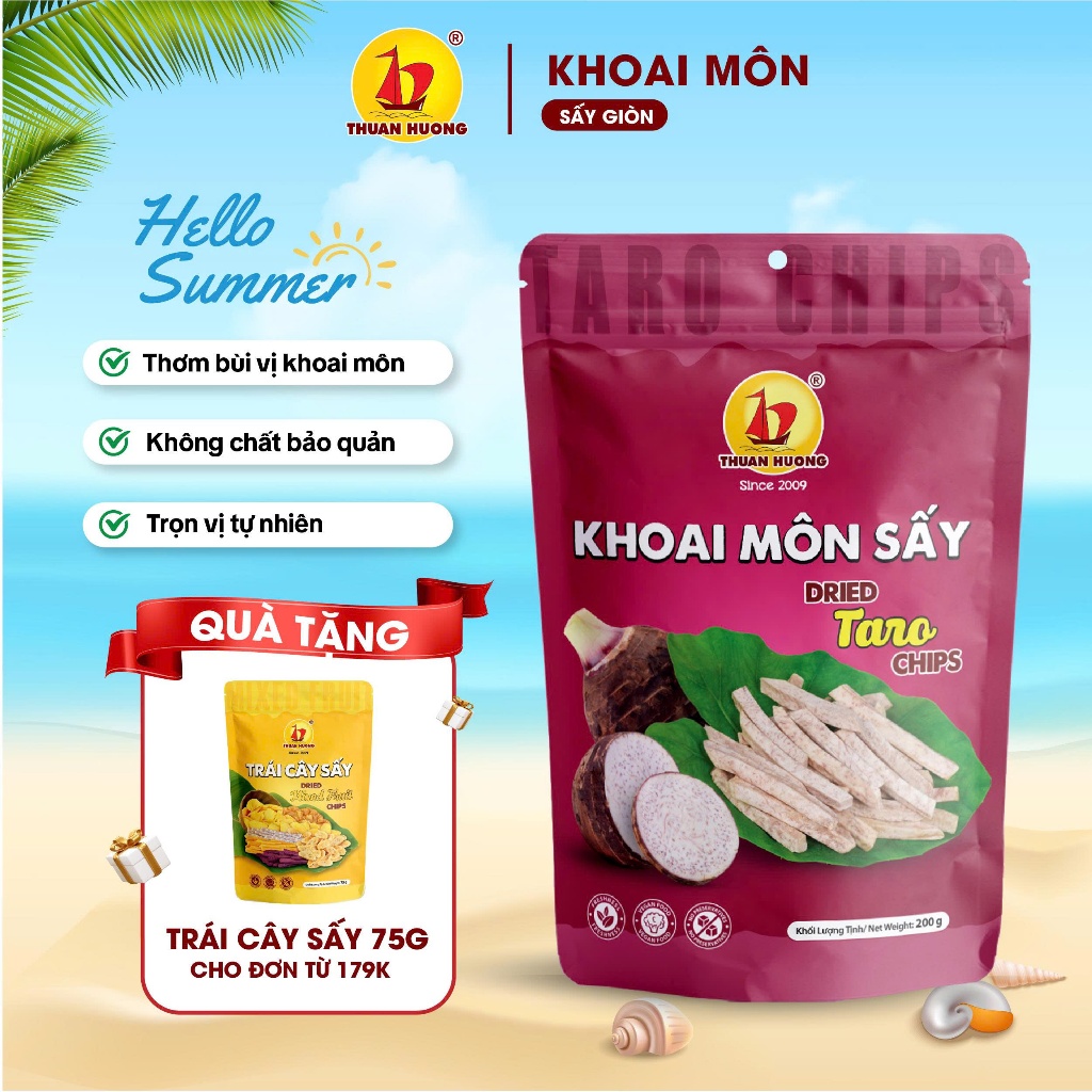 Khoai môn sấy giòn Thuận Hương 200g - Khoai môn sấy giòn thơm bùi Ăn vặt
