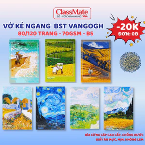 Combo 5/10 Vở Van Gogh Kẻ Ngang Khổ B5 70GSM 80/120 Trang Vở Kẻ Ngang Bìa Chống Nước Viết Bài Vở Viết Cấp 2