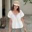 Áo Babydoll Kiểu Nữ Cổ V Phối Ren Tay Ngắn Form Rộng Thoải Mái Xinh Xắn Mùa Hè Kimee - KA937