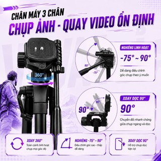 Chân Giá Đỡ VUASI Tripod 3520 Chân Máy Ảnh, Máy Quay, Ống Nhòm, Điện Thoại, Máy Chiếu 3 Chân Đa Năng