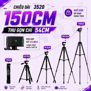 Chân Giá Đỡ VUASI Tripod 3520 Chân Máy Ảnh, Máy Quay, Ống Nhòm, Điện Thoại, Máy Chiếu 3 Chân Đa Năng