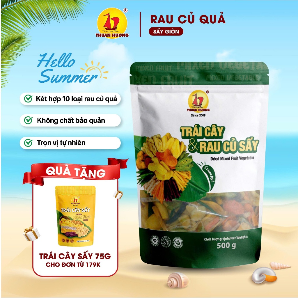 Rau Củ Sấy Thuận Hương 500g, 200g - Thập cẩm sấy: Mít sấy, Trái cây sấy, Khoai lang sấy, Chuối sấy, ... ăn vặt