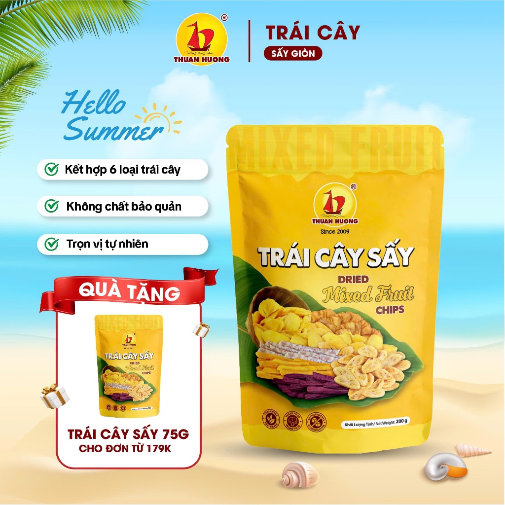 Trái cây sấy Thuận Hương 250g, 200g, 150g Thuận Hương - Hoa quả sấy khô thập cẩm - Ăn vặt Giòn Ngon