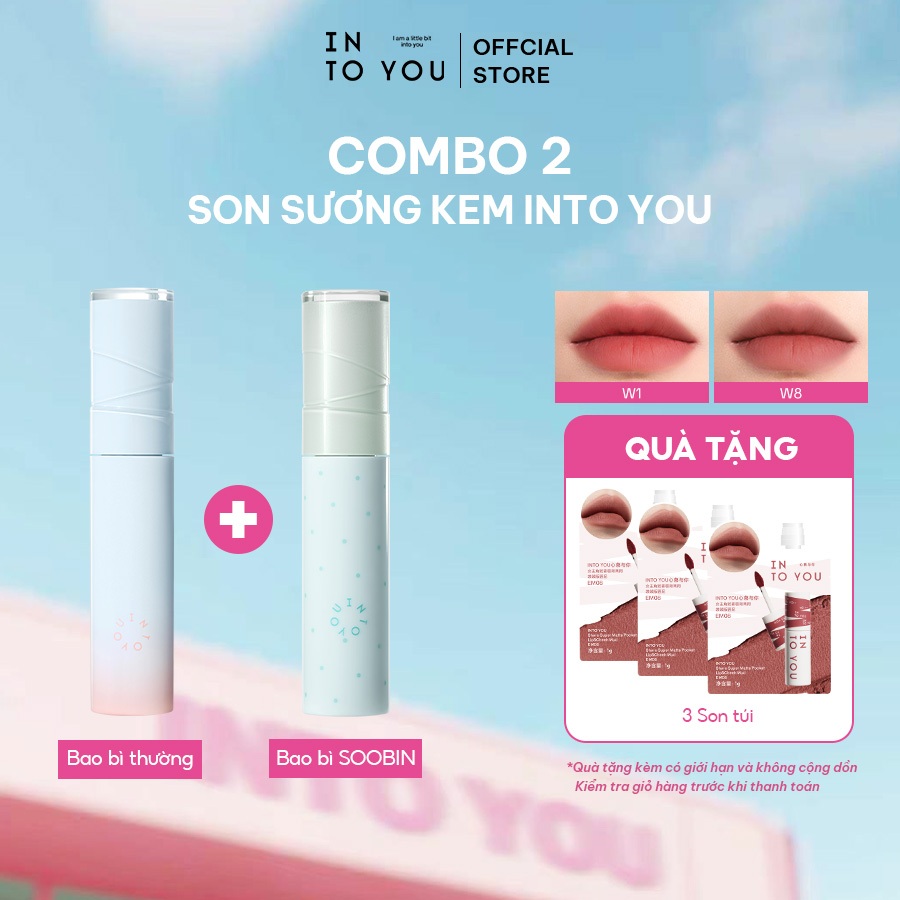 [LIVE] COMBO Son Tint Watery INTO YOU chất son tint lì mịn mướt môi, lâu trôi, không gây khô môi 3g