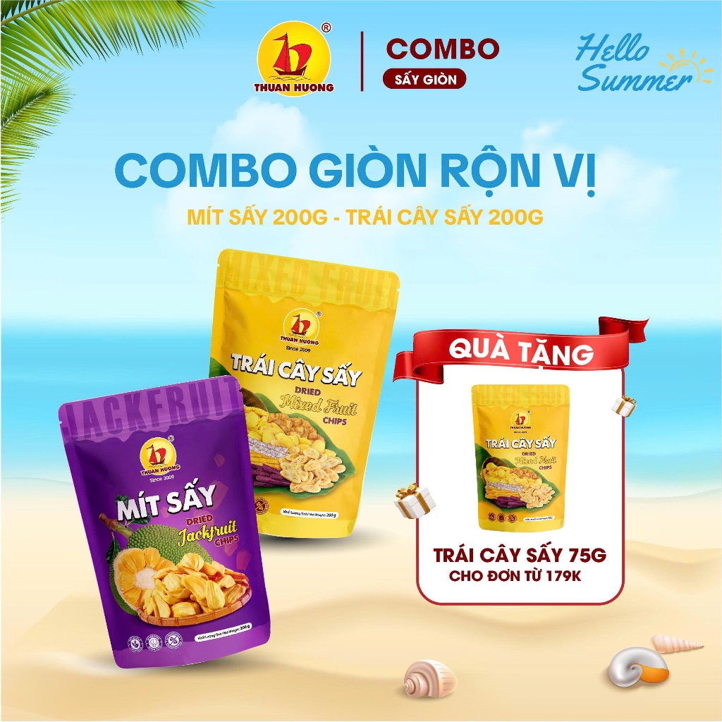 Combo Mít sấy 200g, Trái cây sấy 200g Thuận Hương - Đồ ăn vặt trái cây sấy - Hàng chuẩn xuất khẩu