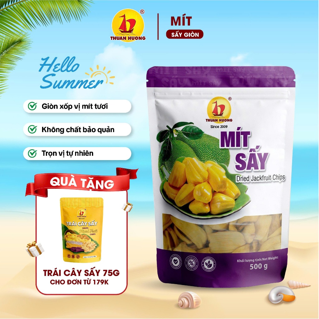Mít sấy giòn nguyên cánh Thuận Hương 500g, 200g - Đồ ăn vặt trái cây sấy - Hàng chuẩn xuất khẩu
