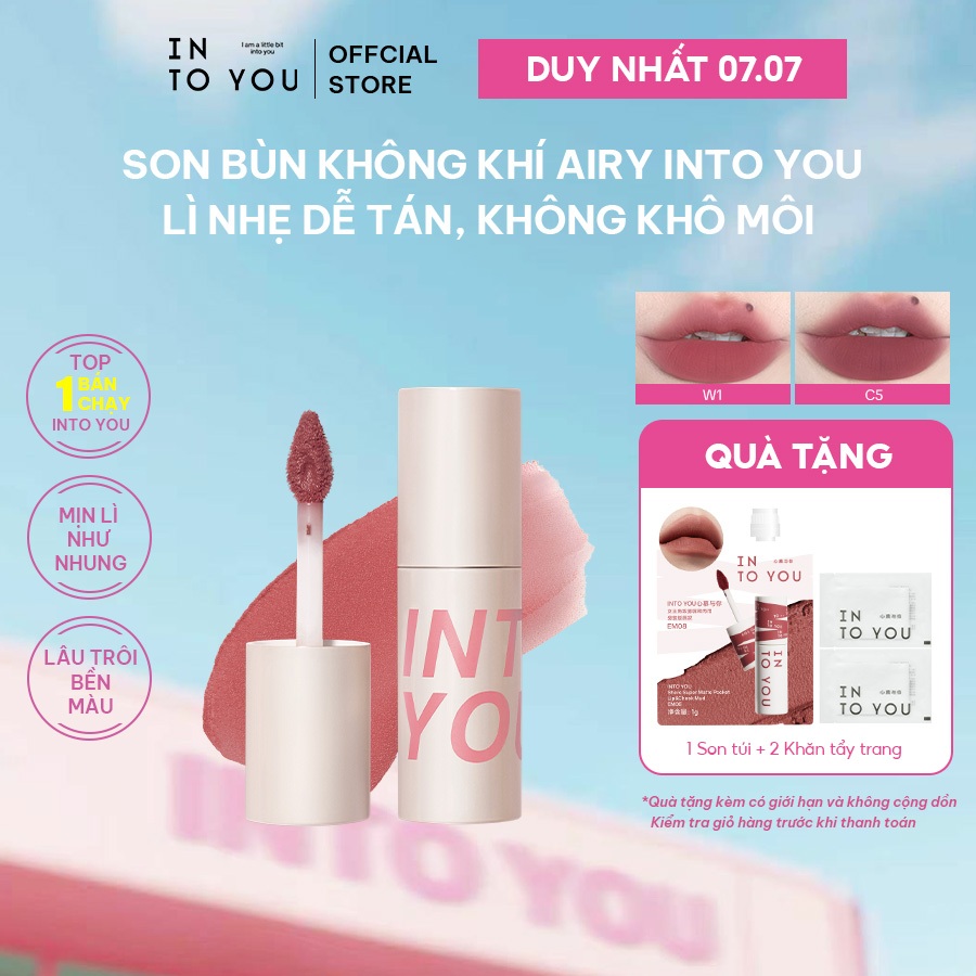Son Bùn Không Khí Airy INTO YOU Lì Nhẹ Dễ Tán, Không Khô Môi Phù Hợp Với Nhiều Tông Da 1.8g