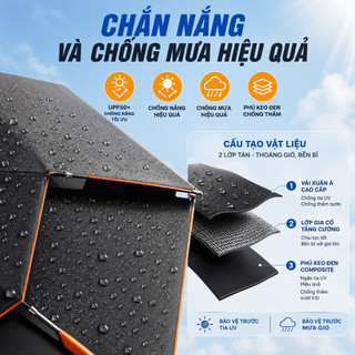 Ô Câu Cá Điều Chỉnh Vạn Hướng 2 Tầng Che Nắng Mưa, Phủ Keo Đen, 16 Nan, Size 2.4/2.6m