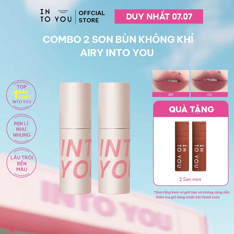 [HOT] Combo 2 Son Bùn Không Khí Airy INTO YOU Lì Nhẹ Dễ Tán, Không Khô Môi Phù Hợp Với Nhiều Tông Da 1.8g