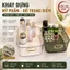 Combo 2 Khay đựng đồ trang điểm, mỹ phẩm để bàn trong suốt - Hộp nhựa đựng đồ đa năng có tay cầm tiện lợi