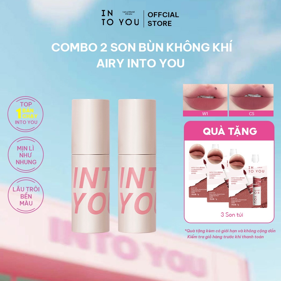 [LIVE] Combo 2 Son Bùn Không Khí Airy INTO YOU Lì Nhẹ Dễ Tán, Không Khô Môi Phù Hợp Với Nhiều Tông Da 1.8g