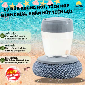 Cọ Rửa Xoong Nồi Tích Hợp Bình Chứa Nước Rửa Chén, TIDY SHOP, Bàn Chải Rửa Bát Nhấn Nút Tiện Lợi, Thông Minh