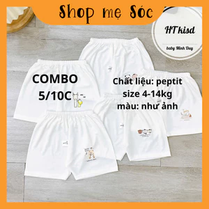 COmbo 5/10 chiếc quần chục đùi peptit thun lạnh NỀN TRẮNG KEM cho bé 4-14kg mesocshop