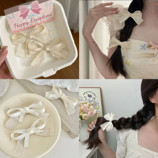 Kẹp Tóc Nơ Mini Trắng Xinh Xắn Vintage Kiểu Dáng Công Chúa Kẹp Nơ Tiểu Thư - KẸP MỎ VỊT