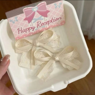 Kẹp Tóc Nơ Mini Trắng Xinh Xắn Vintage Kiểu Dáng Công Chúa Kẹp Nơ Tiểu Thư - KẸP MỎ VỊT