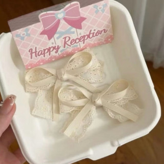Kẹp Tóc Nơ Mini Trắng Xinh Xắn Vintage Kiểu Dáng Công Chúa Kẹp Nơ Tiểu Thư - KẸP MỎ VỊT
