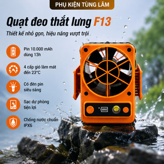 Quạt Mini Đeo Thắt Lưng F13 Với 4 Cấp Gió Siêu Mát, Pin 10.000mah Sử Dụng 12-48h Liên Tục, Có Thể Thay Thế Sạc Dự Phòng!
