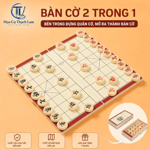 Bộ Cờ Tướng Gỗ Gấp Gọn 2 Trong 1, Quân Cờ Gỗ Tròn, Bàn Cờ Tiện Lợi Dễ Mang Theo