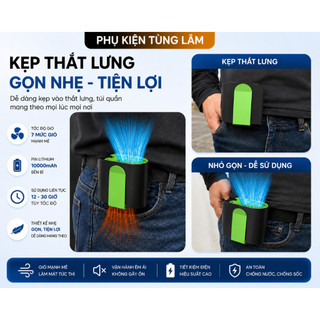 Quạt Đeo Thắt Lưng TIREK F17 Quạt Mini Pin Khủng Gió Phản Lực Mạnh Động Cơ Không Chổi Than 7 Cấp Độ Gió!