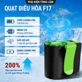 Quạt Đeo Thắt Lưng TIREK F17 Quạt Mini Pin Khủng Gió Phản Lực Mạnh Động Cơ Không Chổi Than 7 Cấp Độ Gió!