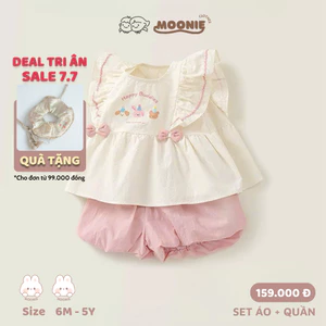Set Bộ Áo Babydoll + Quần Bí Vải Thô Cho Bé Gái Size Từ 8-22kg