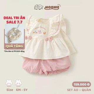 [MỞ BÁN] Set Bộ Áo Babydoll + Quần Bí Vải Thô Cho Bé Gái Size Từ 8-22kg
