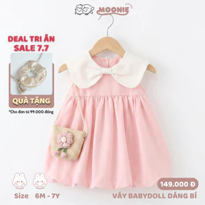 Váy dáng bí babydoll bé gái sát nách cho bé gái dạo phố đi học không tay mới size 6-25kg COCO