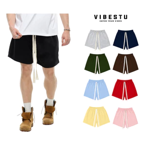 Quần Short Trơn Form Rộng Vải Nỉ 2 Da Local Brand VIBESTU , Quần Đùi Ngắn Form Unisex Nam Nữ