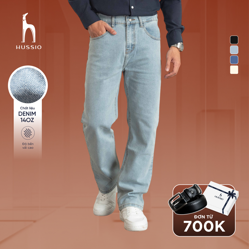 Quần jeans nam OPARD, BST 22 CENT, ống suông, co dãn tốt, đứng form, trẻ trung, thanh lịch - HUSSIO