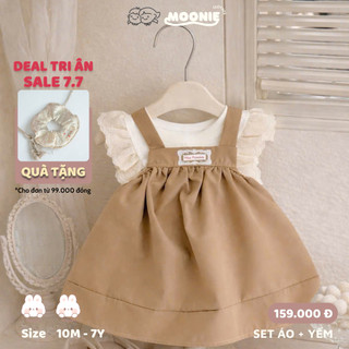 [MỞ BÁN + TẶNG ÁO] Set Váy Yếm Bé Gái chất thô mềm kèm áo cotton rời 6-29kg