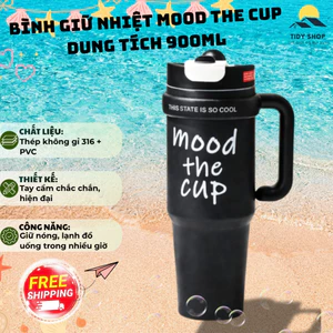 Bình Nước Giữ Nhiệt Cao Cấp Inox 316 900ml-1000ml Có Tay Cầm, TIDY SHOP, Cốc Giữ Nhiệt Mood The Cup Tiện Lợi