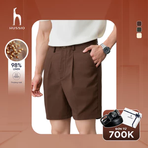 Quần Short nam cao cấp LINO, chất liệu linen form slim tôn dáng, dây rút ẩn sang trọng - HUSSIO