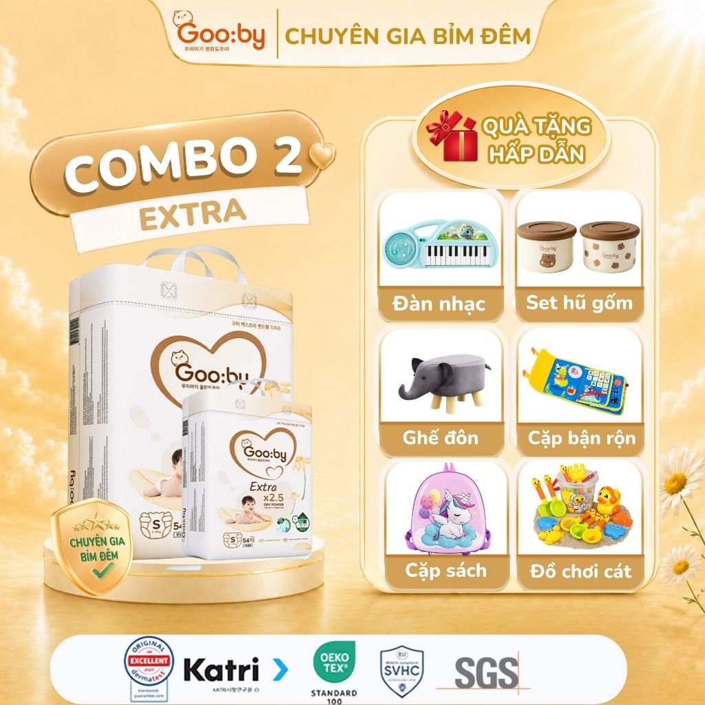[Kèm quà] Combo 2 bịch Gooby Quần/Dán siêu mỏng mềm, thấm hút tốt size M/L/XL/XXL/XXXL cho bé từ 6kg-25Kg