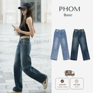Quần Jeans Nữ PHOM Dáng Dài Ống Suông Ống Đứng Cạp Cao (có bigsize)  PQ02