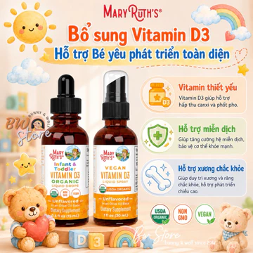 Vitamin D3 Hữu Cơ Mary Ruth's Infant & Toddler VITAMIN D3 ORGANIC Liquid Drops Hàng Mỹ [ BW Store ]