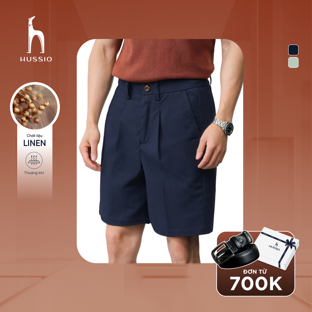 Quần Short nam cao cấp LANO, vải lanh form slim tôn dáng, sang trọng lịch lãm - HUSSIO