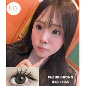 Lens nâu tự nhiên giãn tròng Hàn Quốc Elylens Fleur Brown DIA 14.5mm ( Full 0-7 độ)