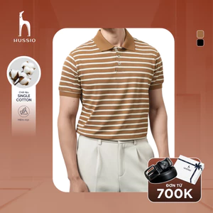 Áo Polo Nam WODY kẻ sọc ngang, chất liệu Single Cotton mềm mại, co dãn, giảm nhăn - HUSSIO