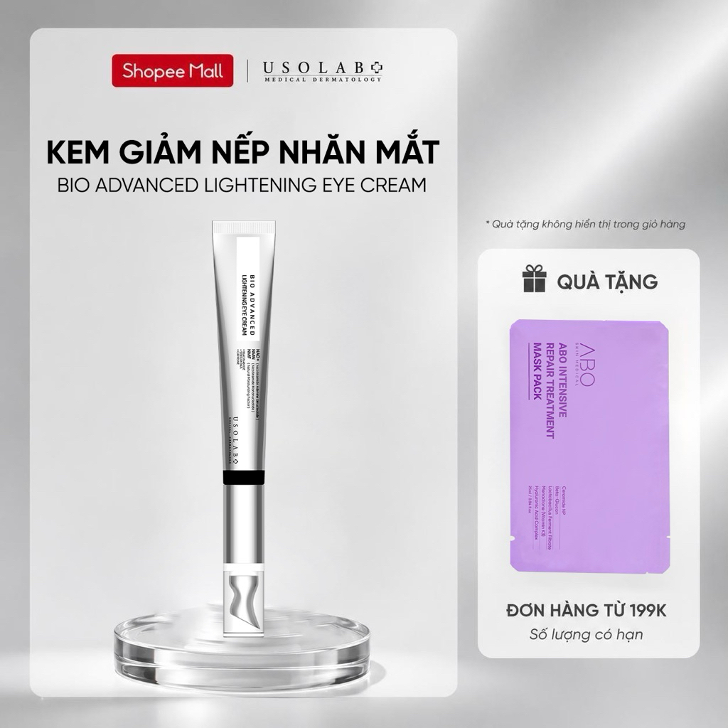 Kem mắt lightening eye cream USOLAB - Giúp cải thiện nếp nhăn và giảm thâm quầng mắt 25ml