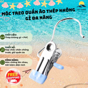 Móc Treo Quần Áo Thép Không Gỉ Bọc PVC, TIDY SHOP, Kẹp Treo Đồ Gọn Gàng Tiết Kiệm Không Gian