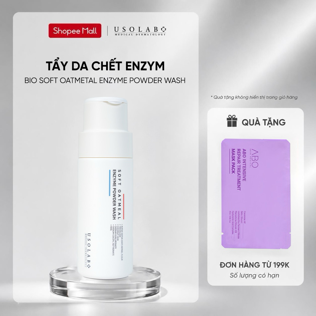 Tẩy da chết enzyme yến mạch USOLAB - Bio Soft Oatmetal Enzyme Powder Wash 50g
